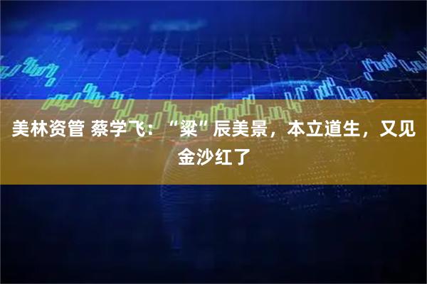 美林资管 蔡学飞：“粱”辰美景，本立道生，又见金沙红了